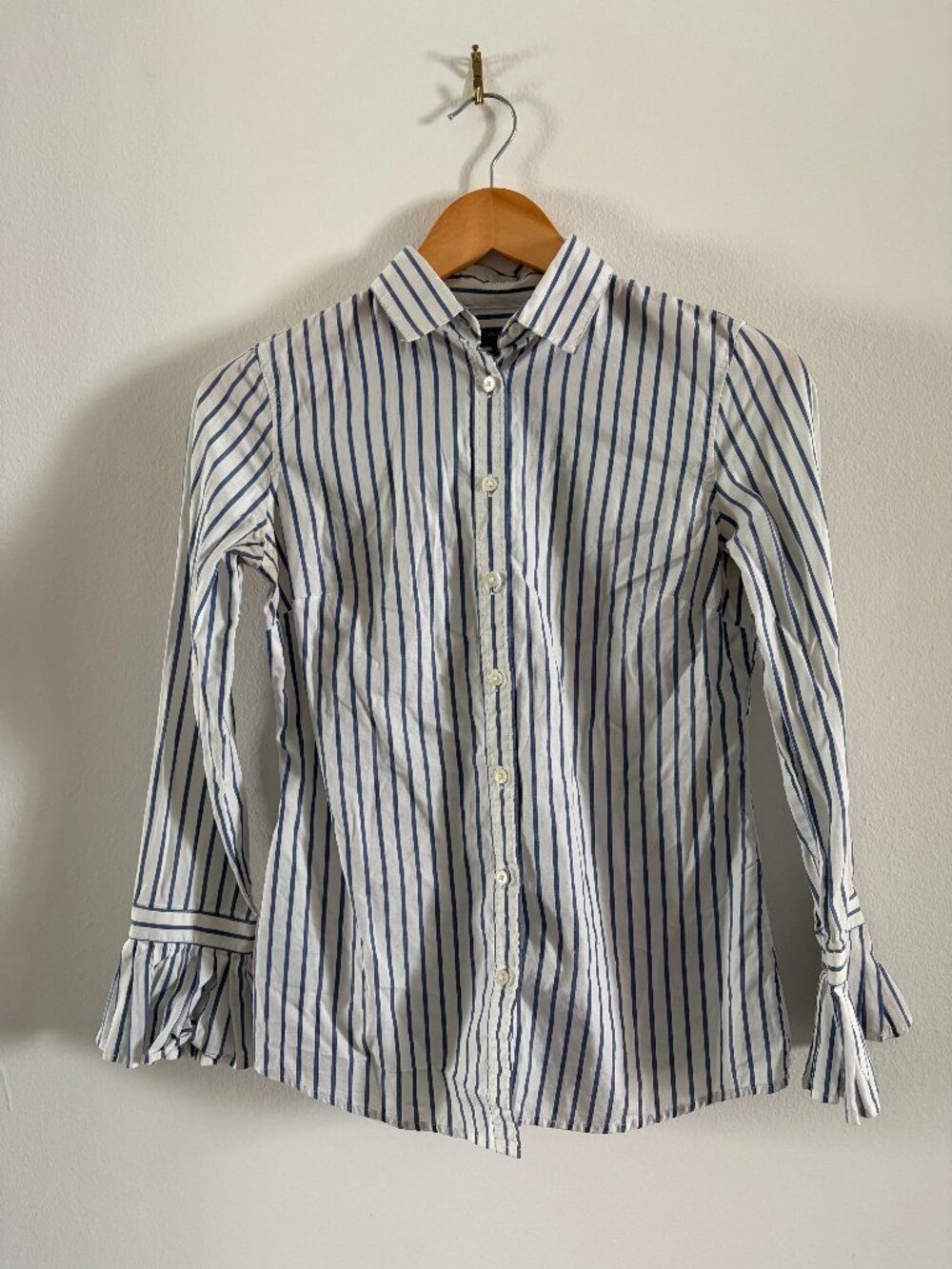 Banana Republic Riley Shirt Striped Bell Cuff Blouse Petite 2